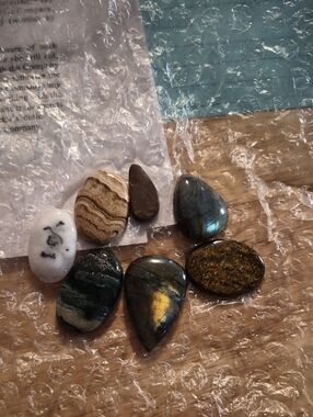 Polished Assorted Gemstone Cabachon Stones - Blue, Gold, Green, White, Brown